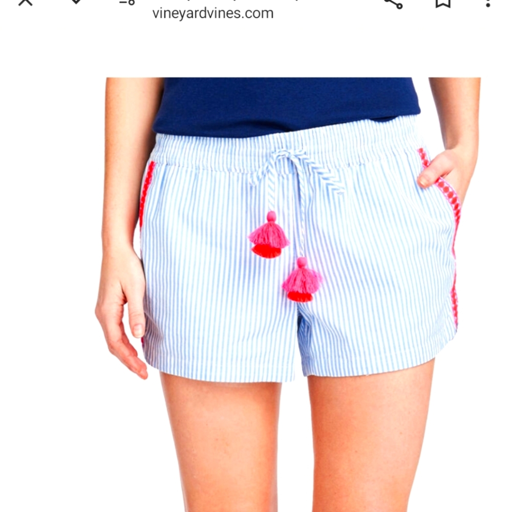 Vineyard Vines pinstripe shorts with trim and tie waist